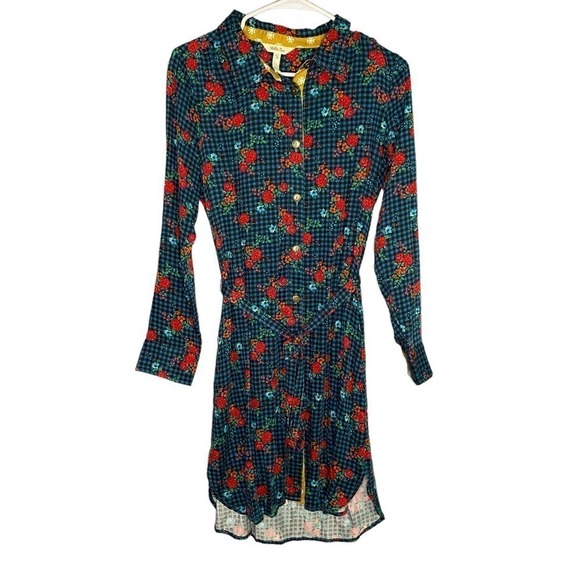 Matilda Jane Checked Floral Print Shirt Dress Size XS - Picture 1 of 9